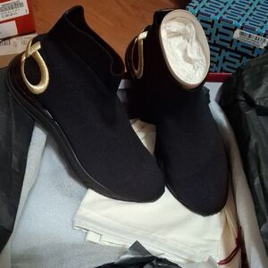 Salvatore Ferragamo Black and Gold Women's Shoes